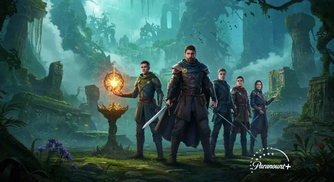 Promotional artwork for Chronicles of Eldoria, showing heroes in a fantasy world.