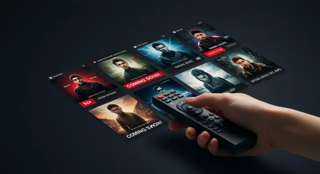 Streaming interface showcasing new and upcoming sci-fi series thumbnails