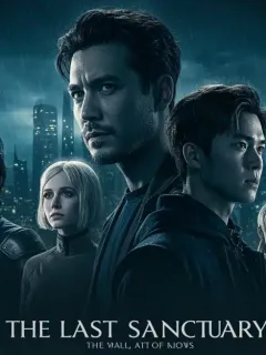 The Last Sanctuary main cast in a dramatic pose, city backdrop