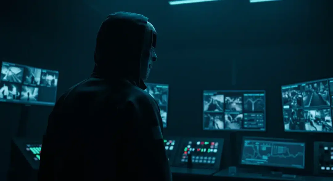 Front Man in control room, observing game