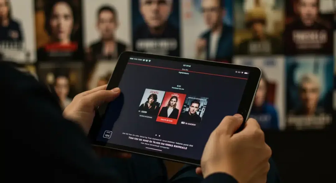 Person enjoying diverse original content on an independent streaming service.