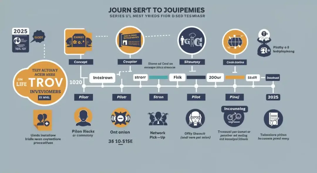 Infographic illustrating the journey of a new TV series from concept to 2025 broadcast, detailing development stages.