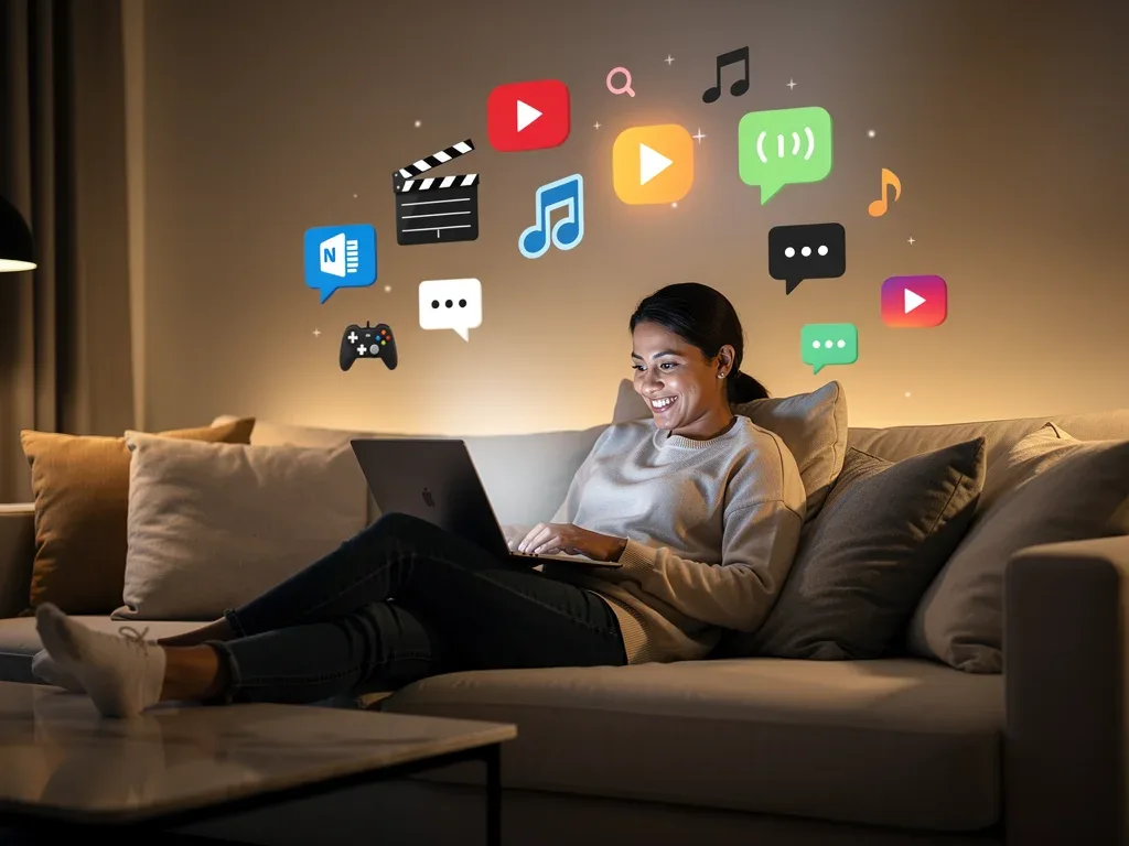 Persona disfrutando de entretenimiento digital en una tableta, simbolizando el acceso a plataformas con beneficios AAA.