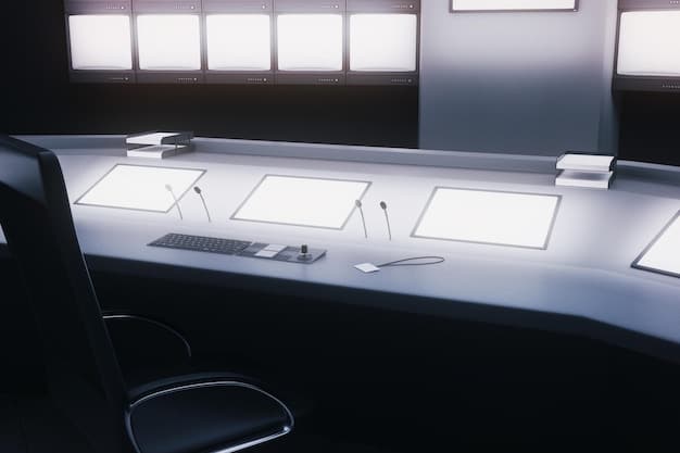 A depiction of a modern courtroom with advanced technological integrations, including interactive displays, digital evidence presentation screens, and virtual reality simulation capabilities for jurors.
