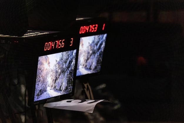 A close-up, dramatic image of a television director intensely watching monitors on set. The director is surrounded by crew members, and the scene conveys a sense of urgency and stress. Focus is on the directors' serious facial expression.
