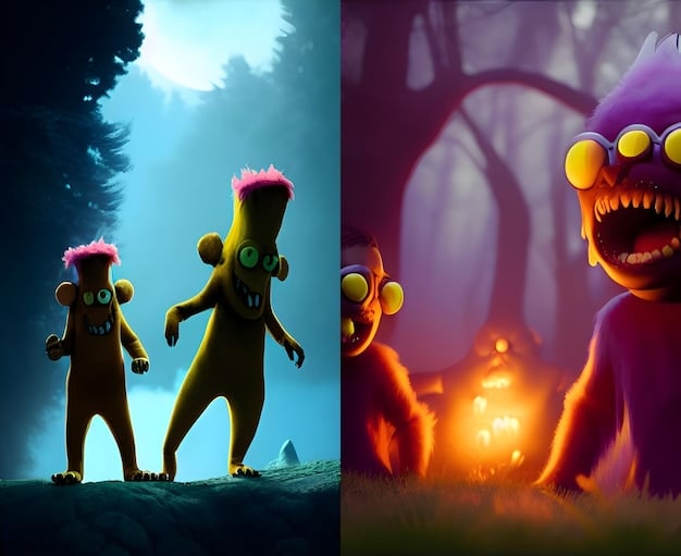 A split-screen image showing a live-action comedy scene on one side and an equivalent animated scene on the other, highlighting the enhanced visual creativity in animation.