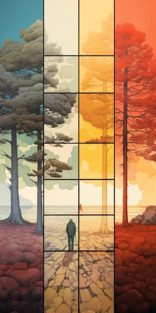 A character development chart from a critically acclaimed animated series, depicting the emotional journey and transformation of a central character throughout several seasons.
