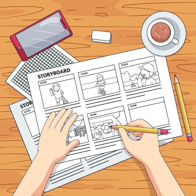 A storyboard sketch from an early episode, showing the initial concept for a key scene. The sketch should include notes and annotations from the creators, providing insight into their creative process.
