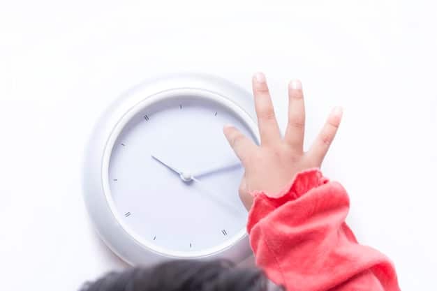 A clock face with hands pointing to late hours, subtly blurred in the background, while a remote control and a half-eaten snack bag are in sharp focus in the foreground, signifying time lost to entertainment.