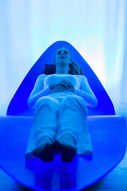 A person curled up on a sofa, bathed in the blue light of a screen, completely engrossed in a futuristic sci-fi series with dynamic visuals, emphasizing deep immersion.