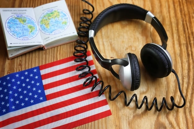 A close-up shot of a pair of headphones resting on a sheet of music with Korean lyrics alongside English translations, symbolizing the global reach and emotional connection of K-Drama OSTs in the US.