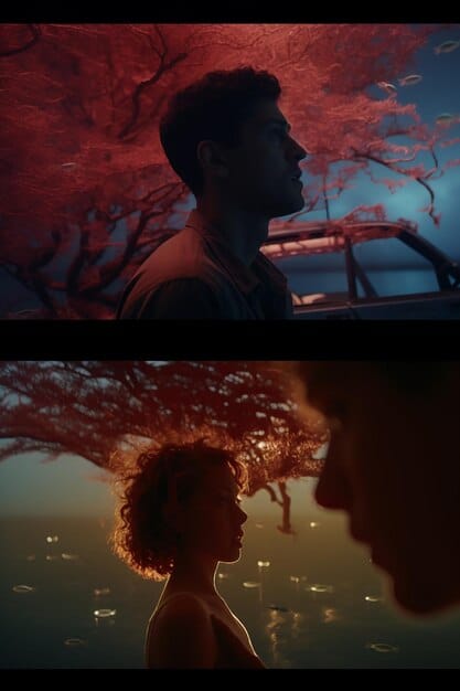 A split-screen image showing two contrasting scenes from popular binge-worthy series. On one side, a dramatic moment from a thriller; on the other, a light-hearted scene from a comedy.