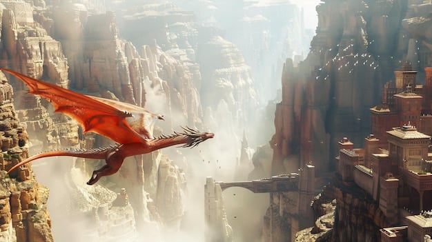 A digital rendering of two dragons locked in aerial combat high above a fiery landscape. Flames engulf one dragon, illustrating the ferocity of the battle, while the other soars aggressively, mouth agape. This scene underscores the critical and destructive roles dragons will play in 'House of the Dragon' Season 2: Leaked Production Stills Reveal Key Battle Scenes and Character Fates.