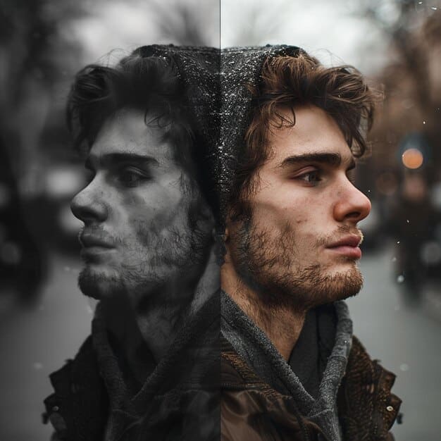 A split image showing Henry Cavill as Geralt on one side and Liam Hemsworth as Geralt on the other. The image is designed to highlight the differences and similarities between the two actors in the role.  The Witcher Season 4: Liam Hemsworth's Geralt Debuts in First Official Trailer – Fan Reactions and Analysis is essential for this comparison.