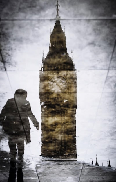 A split image. On one side, a depiction of the desolate London from Season 1. On the other side, a vibrant, technologically advanced London. The line bisecting the image is blurred transitioning from dystopia to utopia.