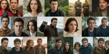 Dynamic collage of new 2025 spring TV series, showcasing diverse genres and characters.