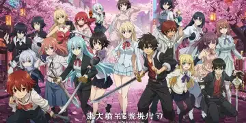 Dynamic illustration of diverse anime characters representing new series releases in 2025, set against a vibrant futuristic backdrop.