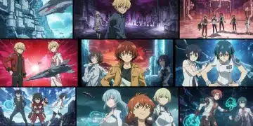 Dynamic collage featuring key art and characters from recent top sci-fi anime series.