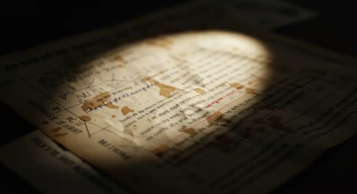 Crumpled playbill with handwritten notes, a key clue in Ben Glenroy's murder