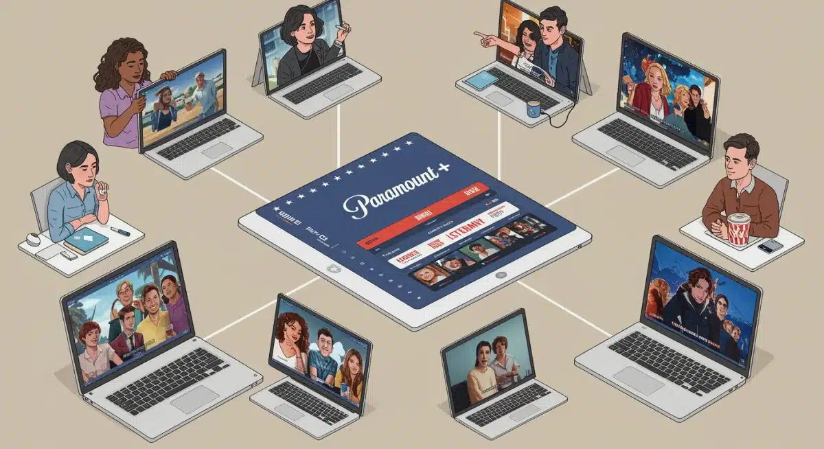 Diverse audience watching Paramount+ content