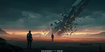 Futuristic desolate landscape with fragmented digital elements, symbolizing narrative breakdown.