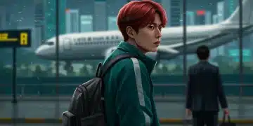 Gi-hun at airport, determined to fight Squid Game