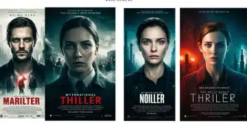 Compelling movie posters for critically acclaimed international thrillers, hinting at global suspense.
