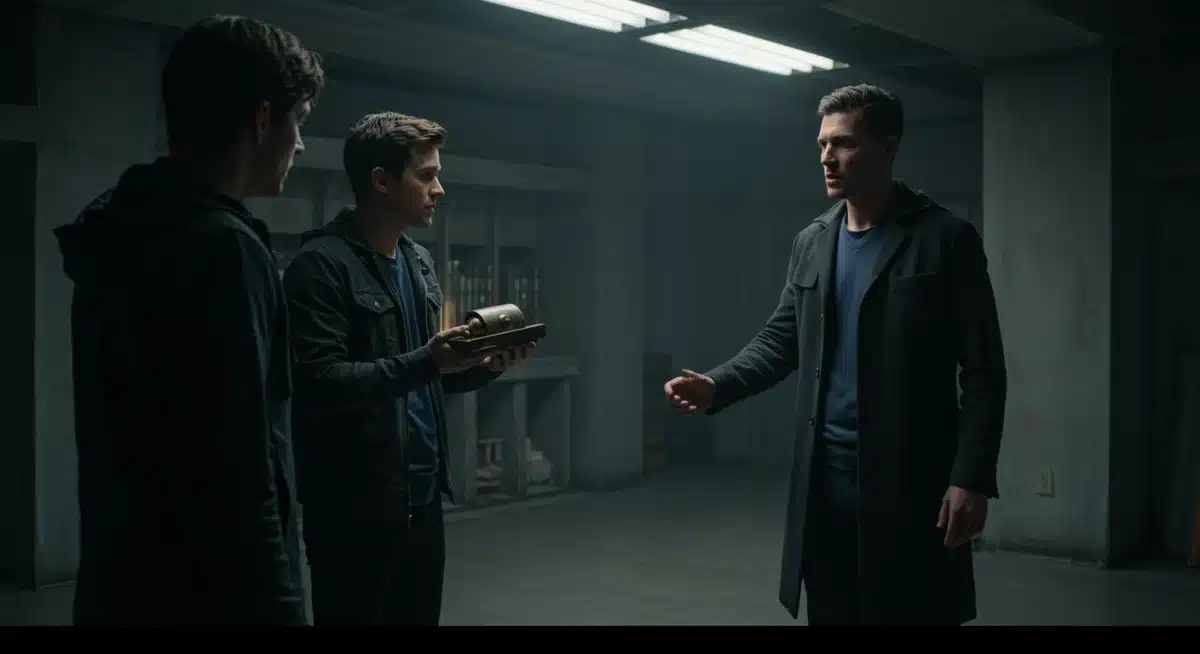 Tense standoff scene between two characters in 'The Last Sanctuary'