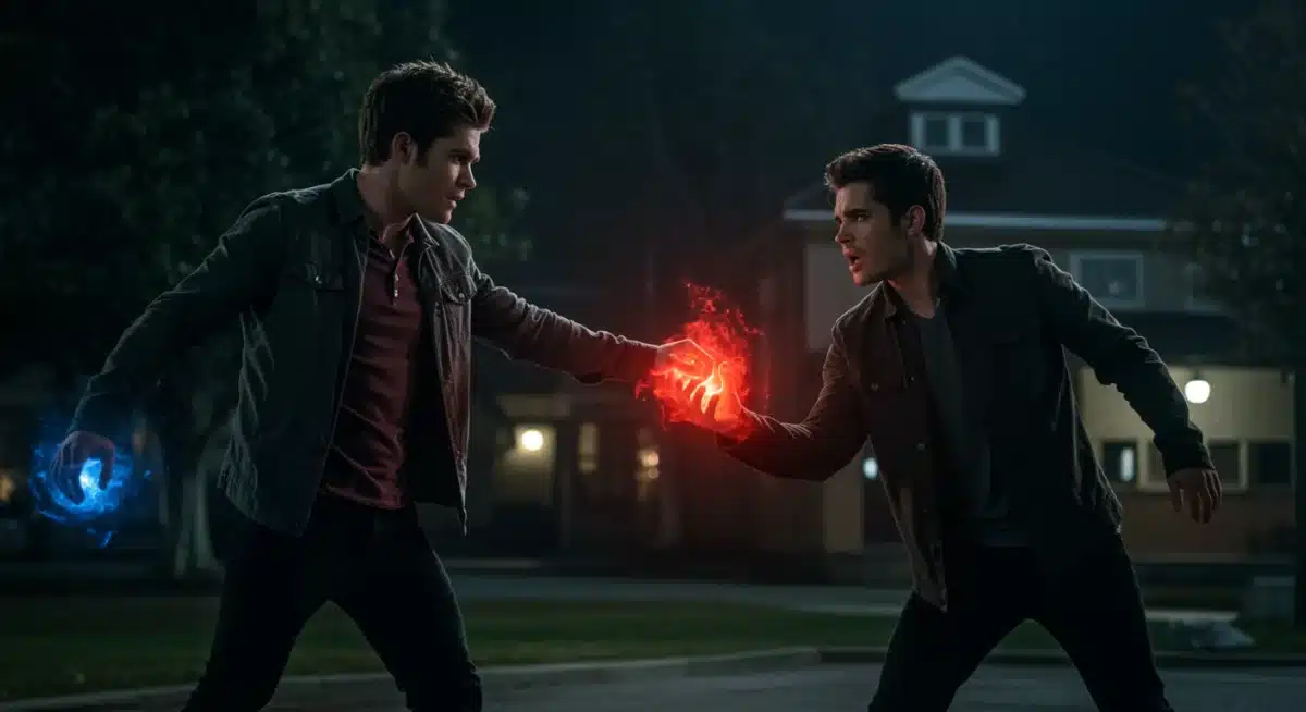 Supernatural combat scene in the new Mystic Falls series.