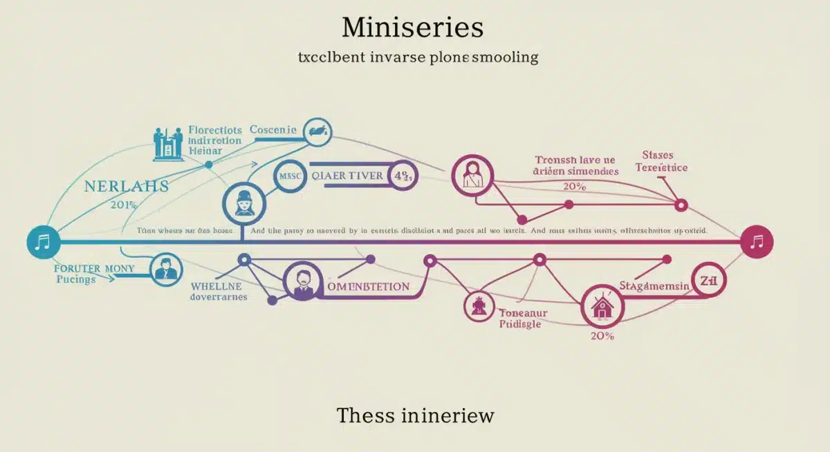 Graphic illustration of narrative cohesion and pacing in storytelling, with converging plot points.