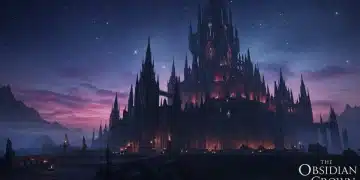 Majestic dark fantasy castle representing the high production value of 'The Obsidian Crown'.