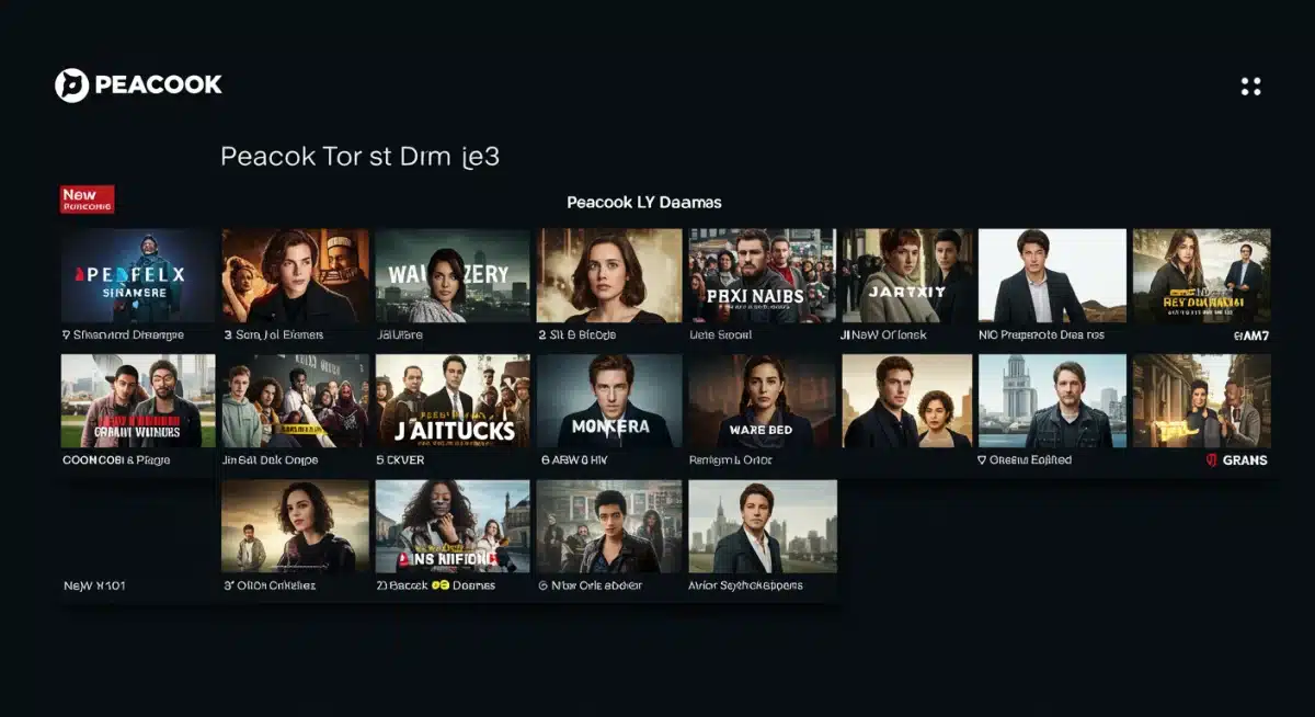 Peacock streaming interface showcasing upcoming 2025 drama releases.