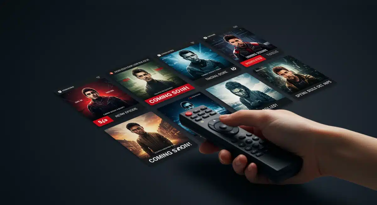 Streaming interface showcasing new and upcoming sci-fi series thumbnails