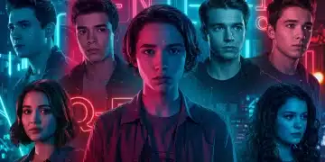 Diverse young actors from 2025 teen dramas, vibrant and modern aesthetic