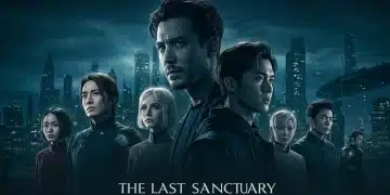 The Last Sanctuary main cast in a dramatic pose, city backdrop
