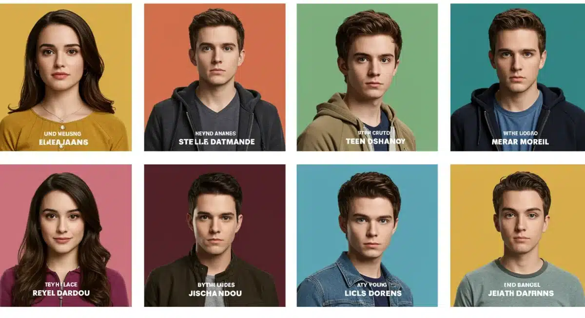 Six stylized icons representing different teen drama series for early 2025