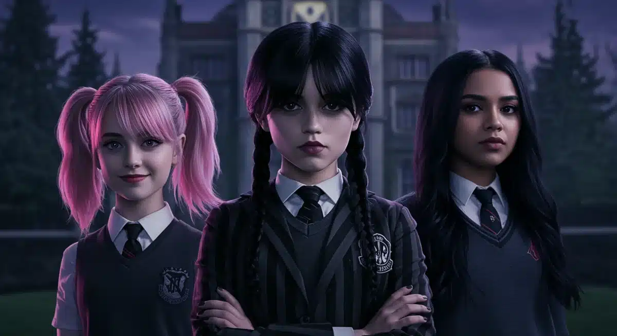 Wednesday, Enid, and Bianca forming an uneasy alliance for future challenges.