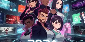 Collage dinámico de personajes de animación para adultos que simbolizan la innovación en series de 2026.