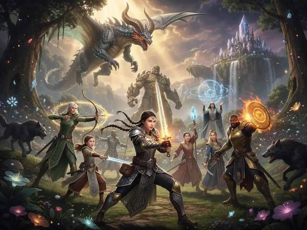Arte conceptual de una escena épica de fantasía de una producción original de Prime Video de 2026.